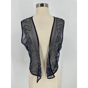 Chicos Sheer Embellished Short Vest